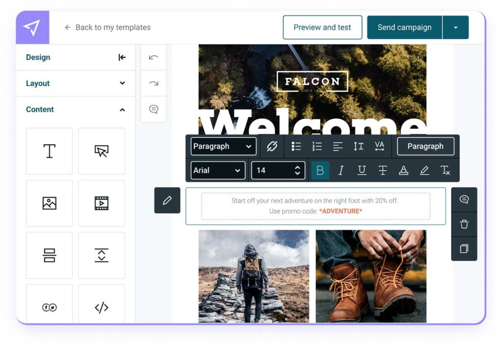 Préparation d'une newsletter dans Mailjet